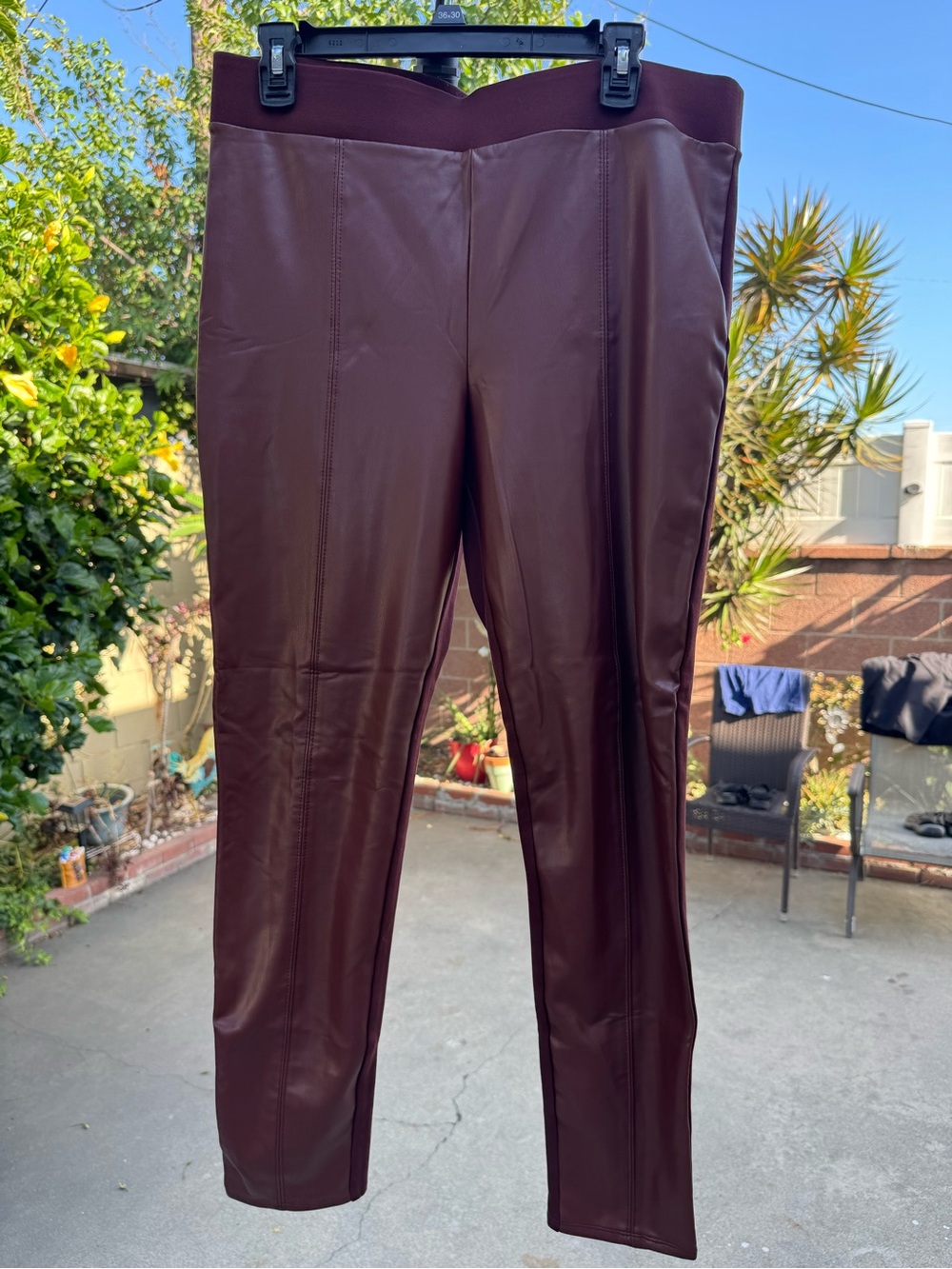 Ann Taylor womens Faux Leather Pants in Dark Burgundy